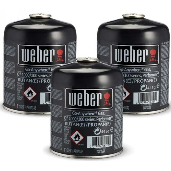 Weber Gas-Kartusche 3er-Pack 17669 Für Q 100/1000 Und GO-ANYWHERE 3 Weber Gas-Kartusche 3er-Pack 17669 Für Q 100/1000 Und GO-ANYWHERE